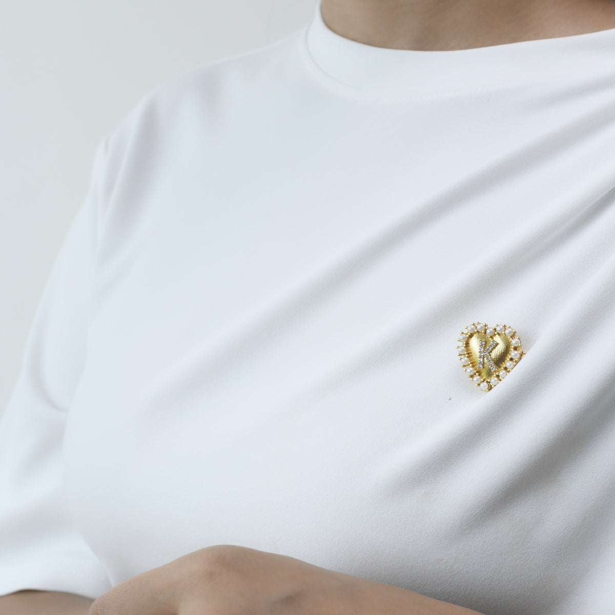 Initial Heart Brooch