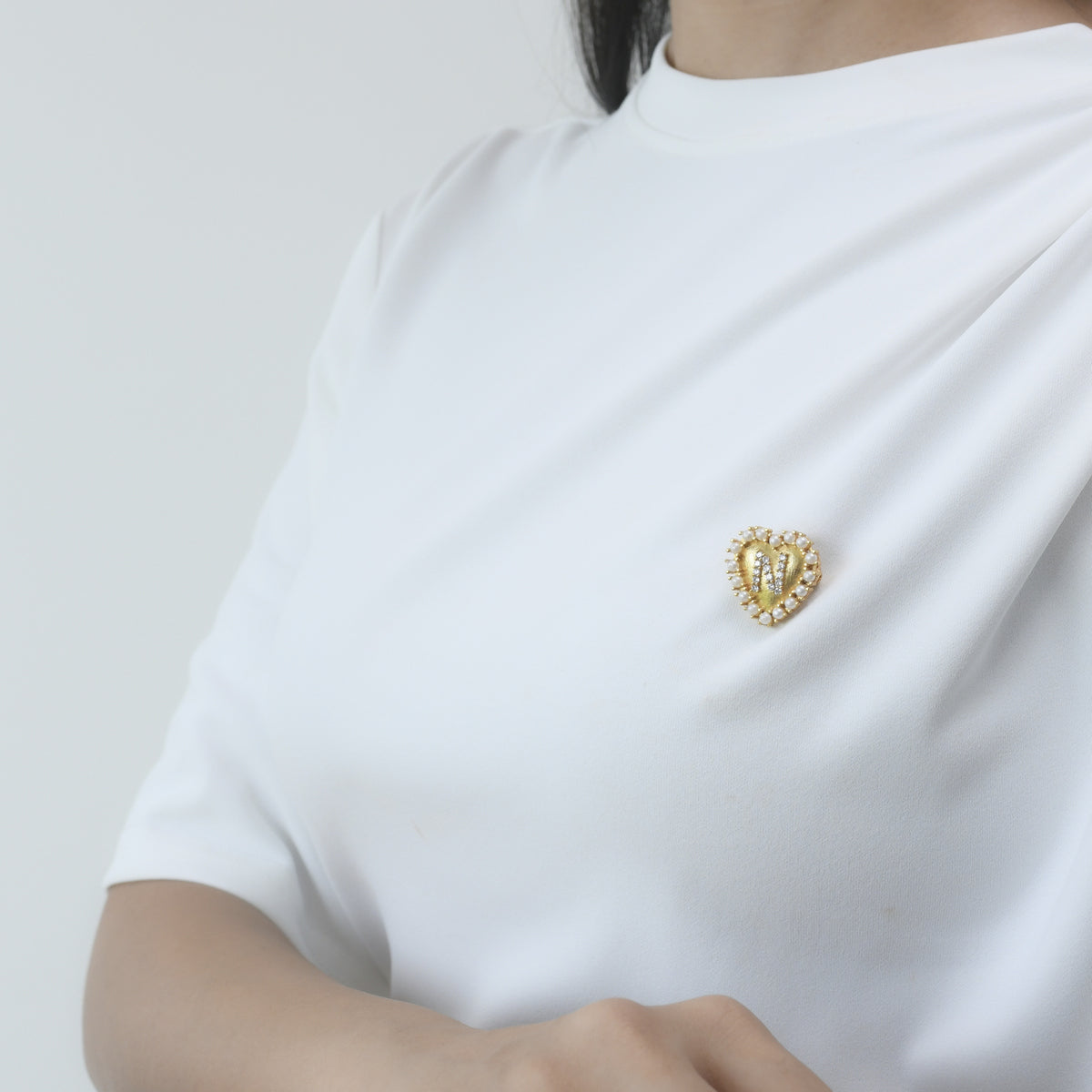 Initial Heart Brooch