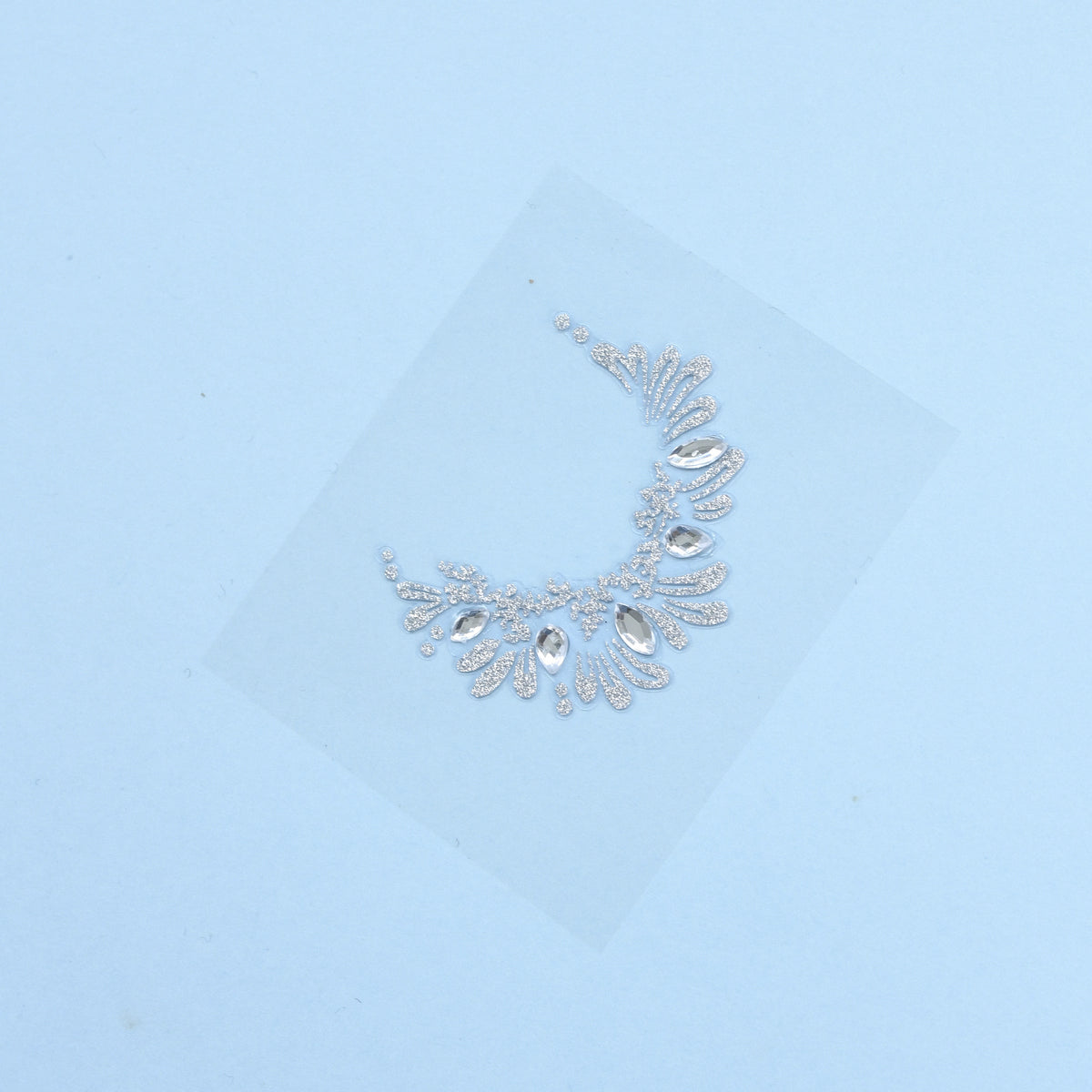 Face Tattoo Sticker in All Silver with Silver Crystals