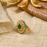 Emerald Polki Ring
