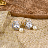 Polki and Pearl Studs with Diamonte Halo
