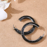 Invisible Setting Black Crystal Hoops