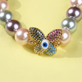 Butterfly with Evileye in Multi Pastel Pearls
