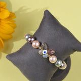 Butterfly with Evileye in Multi Pastel Pearls