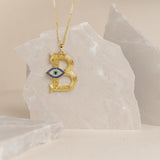 Initial Pendant B with Evil Eye