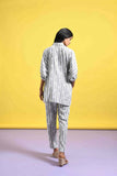 Black and White Textured Stripes Half Sleeves Shirt