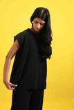 Black Bubble Cotton Knit Top