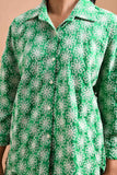 Green and White Cotton Threadwork Floral Co-ord Set