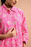 Hot Pink and White Floral Lace Cotton Shirt