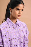 Lilac and White Floral Lace Cotton Shirt