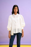 White Georgette Shirt with Bat wing Sleeves