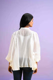 White Georgette Shirt with Bat wing Sleeves