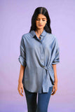 Blue Full Sleeves Shirt with Button Detail