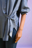 Blue Full Sleeves Shirt with Button Detail