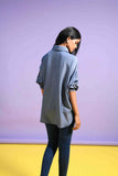 Blue Full Sleeves Shirt with Button Detail
