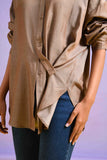 Brown Full Sleeves Shirt with Button Detail