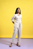 Beige Linen Co-ord Set Full Sleeve Shirt