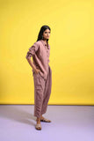 Rose Gold Linen Co-ord Set Full Sleeve Shirt