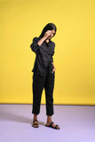 Charcoal Linen Co-ord Set Full Sleeve Shirt