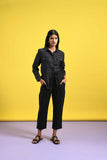 Charcoal Linen Co-ord Set Full Sleeve Shirt