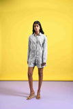 Black and White Textured Stripes Full Sleeves Shirt