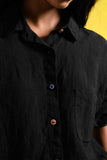 Black Linen Co-ord Set Full Sleeve Shirt