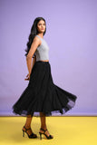 Black Tulle Midi Skirt