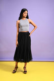 Black Tulle Midi Skirt