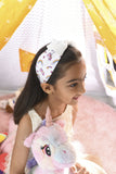 Jasmine Headband in Ivory Unicorn Print Crepe