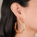 18K Gold Plated Textured Hexagonal Hoops