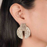 18K Gold Plated Textured Geometric Earrings