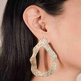 18K Gold Plated Textured Large Tear Drops