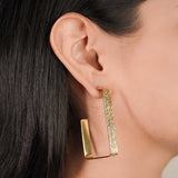 18K Gold Plated Rectangle Hoops