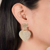 18K Gold Plated Textured Heart on Heart