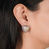 18K Gold Plated Heart Studs with Shaded Diamonte Detail