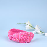 Betty Cooper Neon Pink Embroidered Headband
