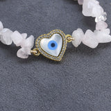 Heart Evil Eye Bracelet with Healing Stone Rose Quartz