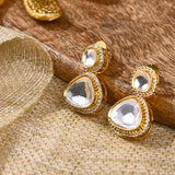 Doublet Polki Earrings with Diamonte Halo