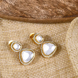 Doublet Polki Earrings with Diamonte Halo