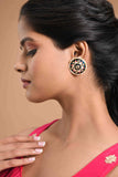 Navy Blue Round Meenakari Polki Studs