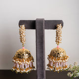 Gold and Light Pink Long Jhumkas