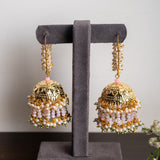 Gold and Light Pink Long Jhumkas