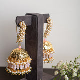 Gold and Light Pink Long Jhumkas