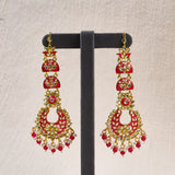 Pink Meenakari Long Earrings