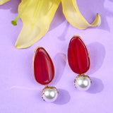 Pink Tourmaline Drop Earrings with Pearl Drop