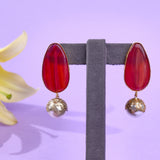 Pink Tourmaline Drop Earrings with Pearl Drop