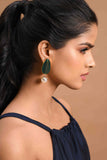 Emerald Drop Earrings with Pearl Drop