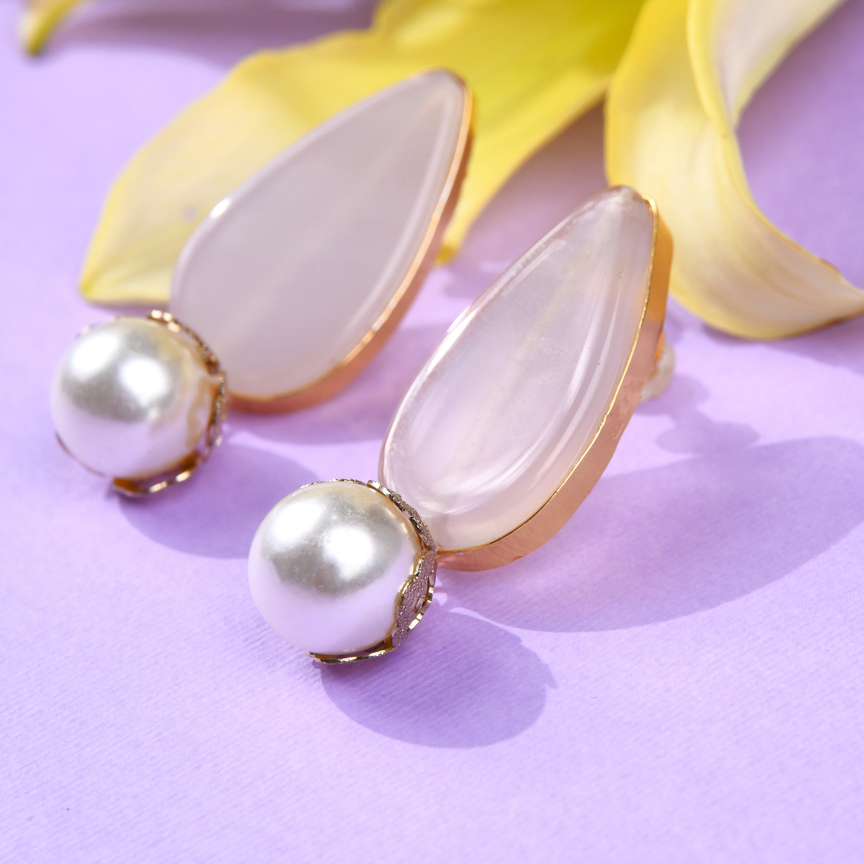 Ivory Drop Earrings with Pearl Drop