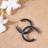 Invisible Setting Navy Blue Crystal Hoops
