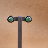 Emerald Studs with Black Enamel Halo